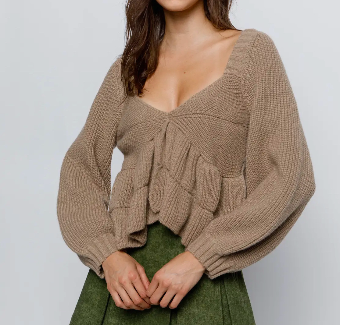 Brown Babydoll Sweater