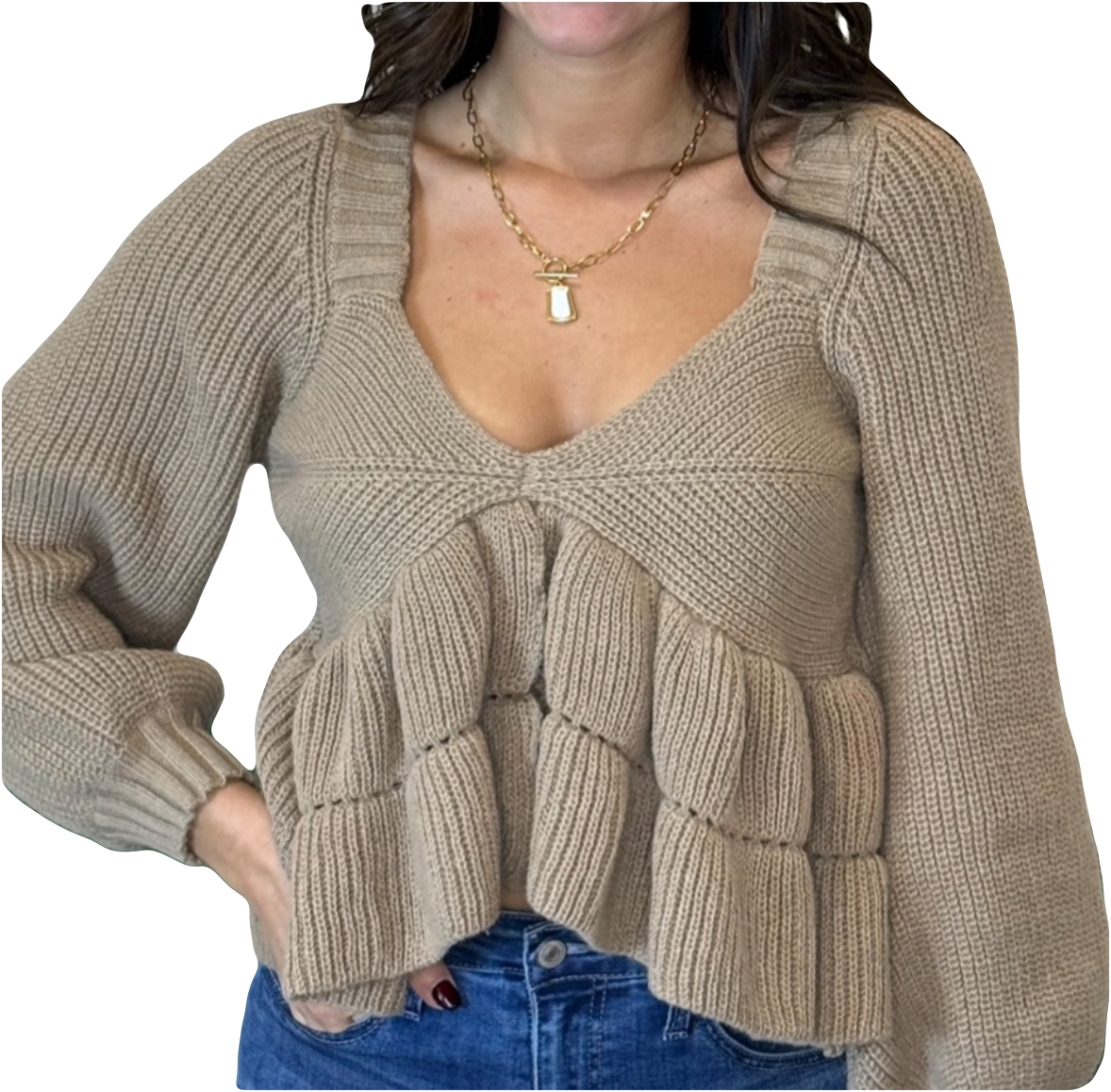 Brown Babydoll Sweater